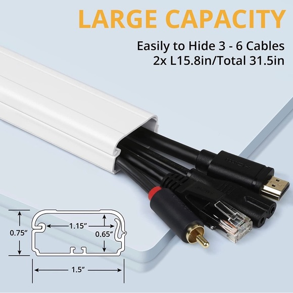 ZhiYo Cord Cover for Wall, 31.5 inch Cable Concealer Holder for Wall Mounted TV - Picture 2 of 6